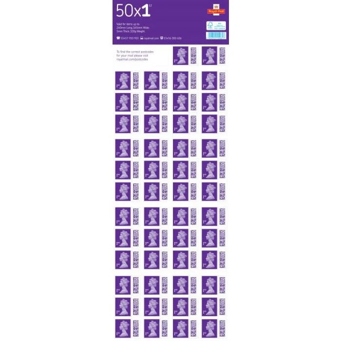 50 x 1st Class Stamp Sheet